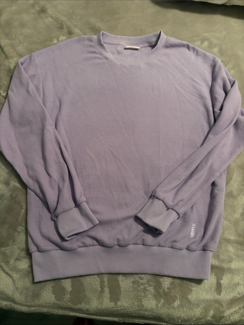 Comfrt Lavender Waffle Knit Long Sleeve Crewneck Sweatshirt